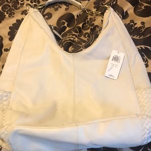 XL white leather Hobo hand bag